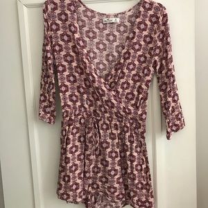 Hollister pink patterned romper